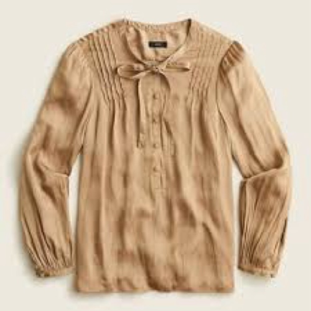 JCrew Feather Weight Satin Tie Neck Top